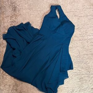 Elegant Blue Halter Dress